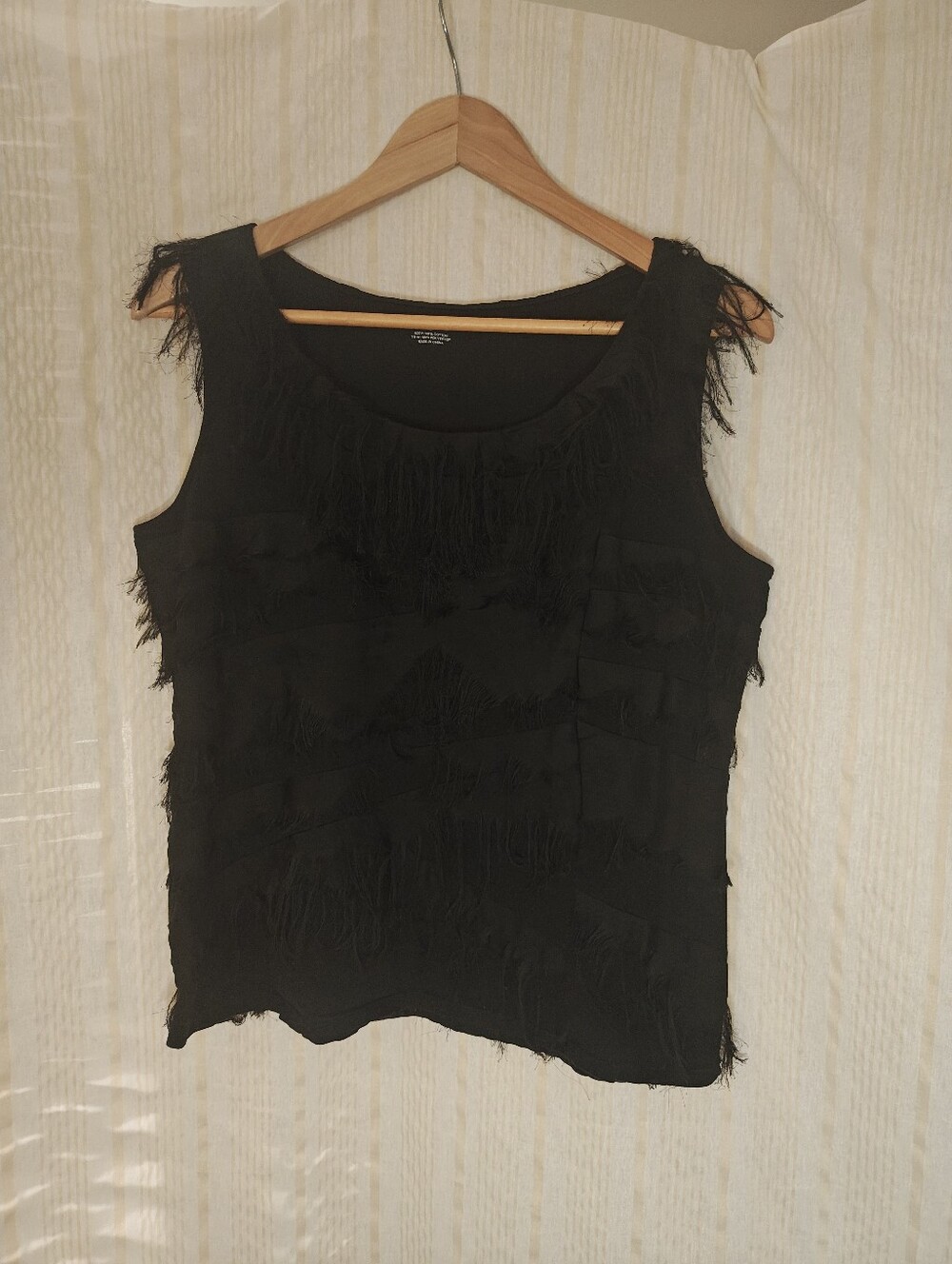 New York And Company Womens Black Fringe Sleeveless Top